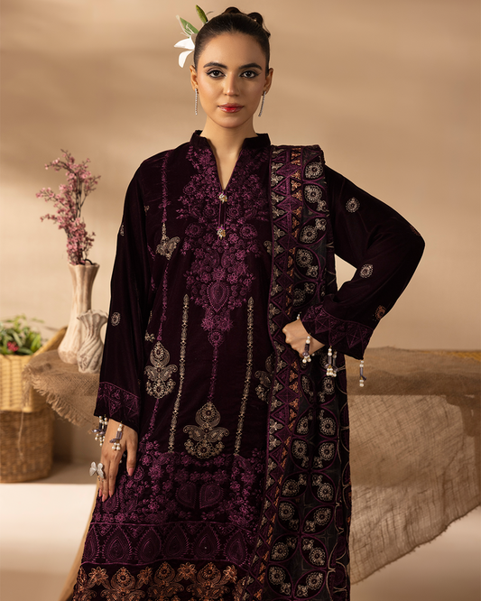 Musfirah Velvet Purple Unstitched VLT-UN-005