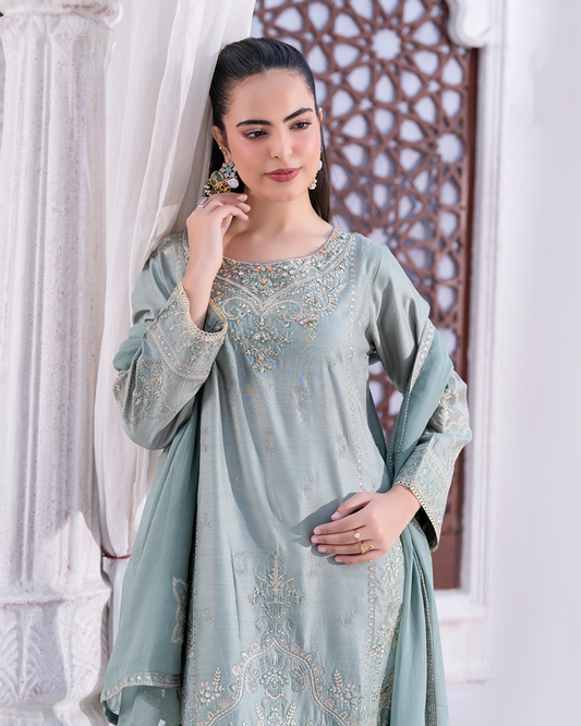 3PC Viscose Shirt with Trouser - Light Green VS 002