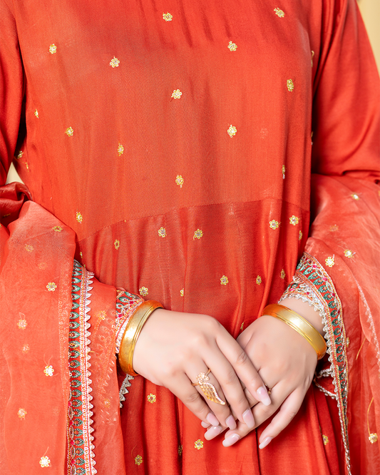 3Pc Viscose Frock with Trouser - VS 003