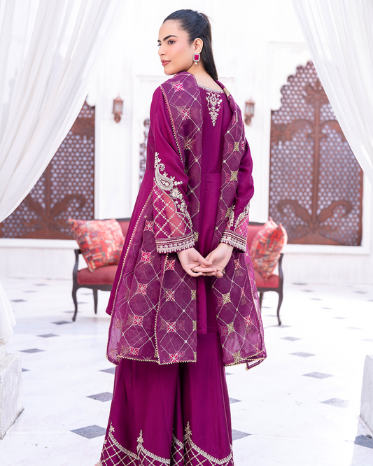 3PC Viscose Peplum with Sharara - VS 004