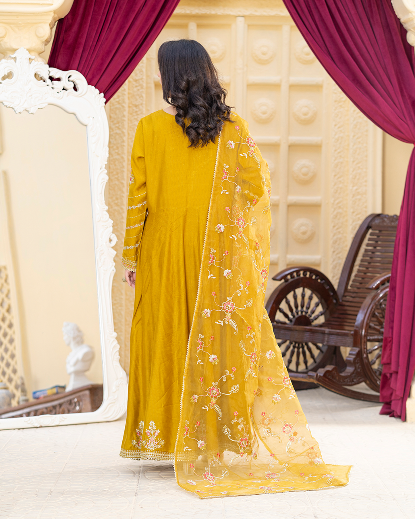 3PC Viscose Open Style Frock with Trouser - VS 007