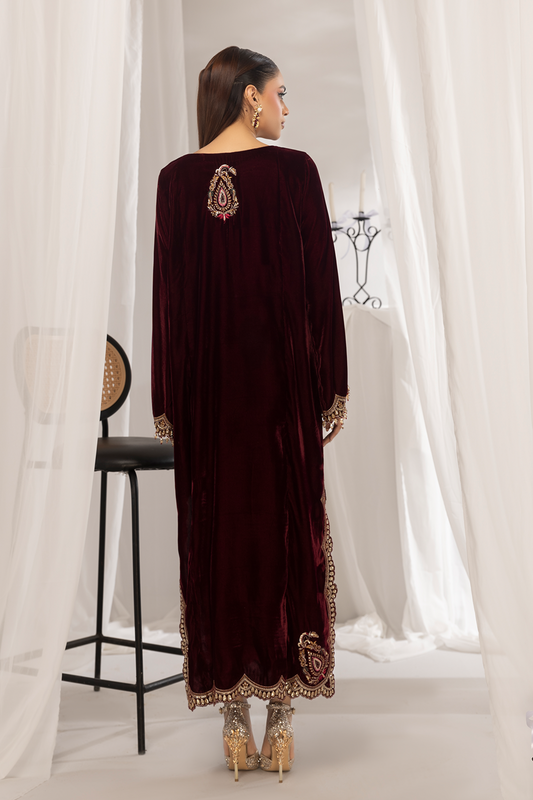 1PC Velvet Long Dress - VLT 007
