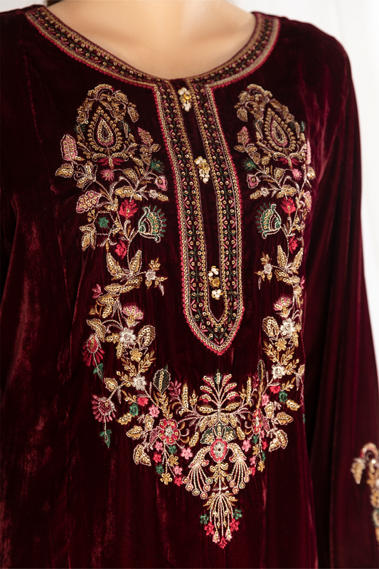 1PC Velvet Long Dress - VLT 007