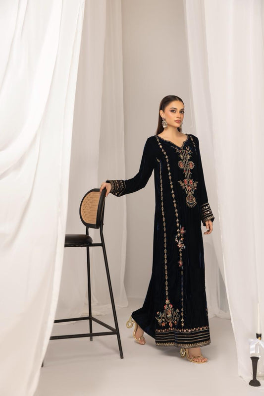 1PC Velvet Long Dress - VLT 012