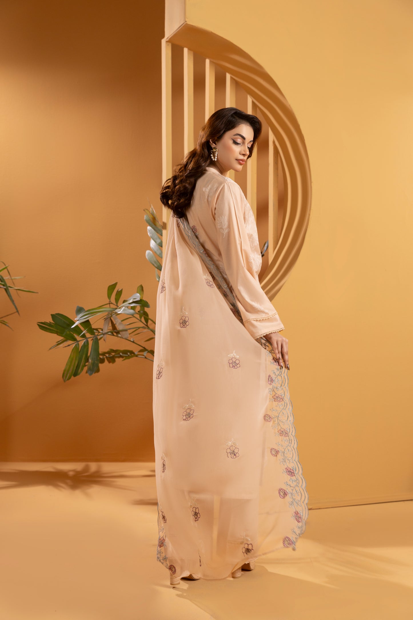 Light Peach Embroidered Lawn Suit - LW3V5-004