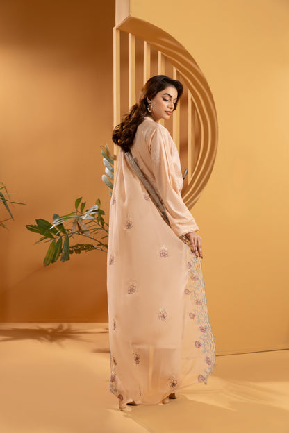 Light Peach Embroidered Lawn Suit - LW3V5-004