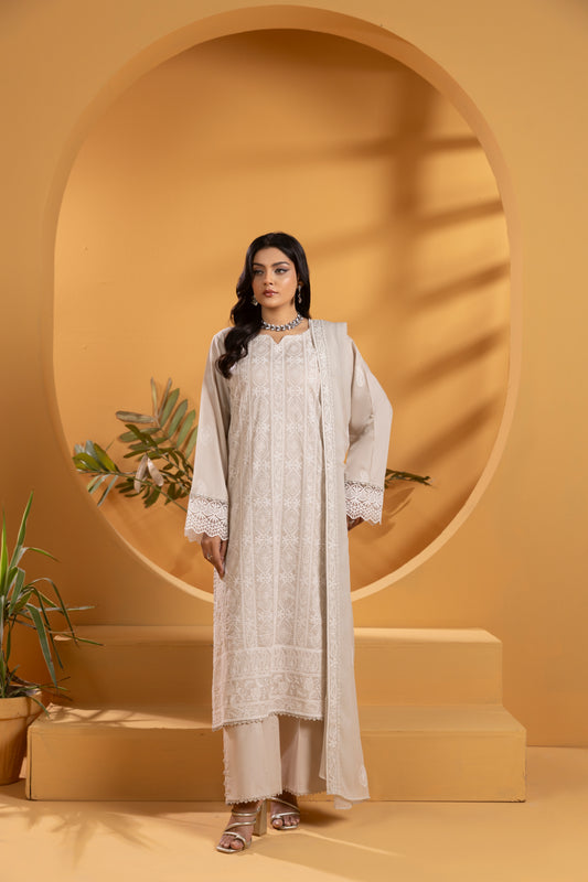 Skin Embroidered Lawn Suit - LW3V5-003