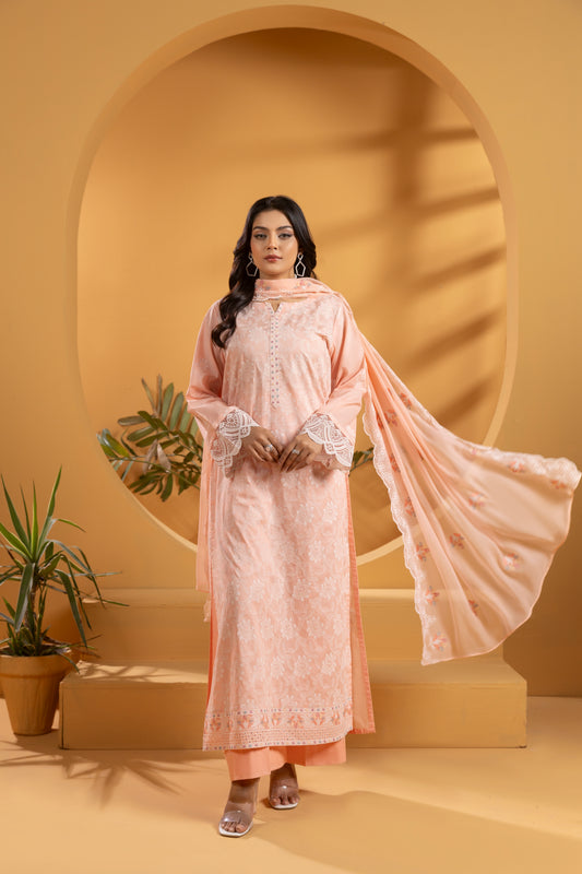 Pink Embroidered Lawn Suit - LW3V5-006