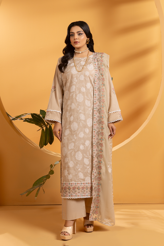 Skin 3 Piece Stitched/Unstitched Suit - LW3V6-006