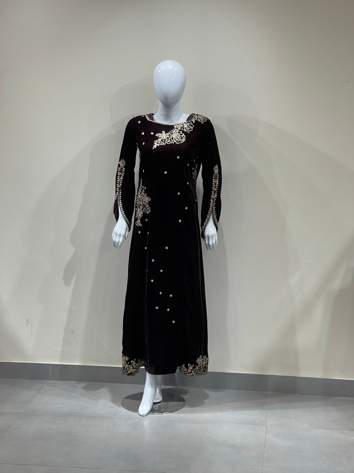1PC Velvet Long Dress - VLT 008