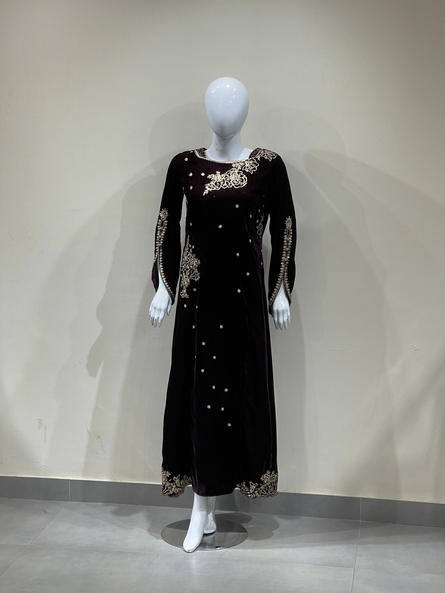 1PC Velvet Long Dress - VLT 008