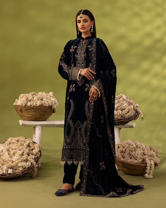 Dilkash Velvet Zinc Blue Unstitched VLT-UN-001