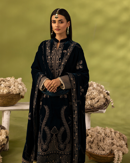 Dilkash Velvet Zinc Blue Unstitched VLT-UN-001