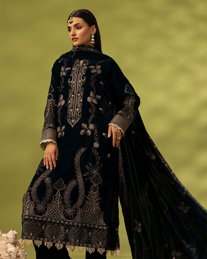 Dilkash Velvet Zinc Blue Unstitched VLT-UN-001