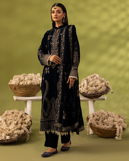 Dilkash Velvet Zinc Blue Unstitched VLT-UN-001