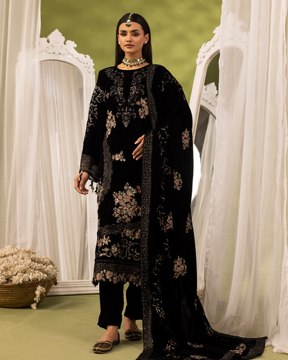Dilkash Velvet Black Unstitched VLT-UN-002