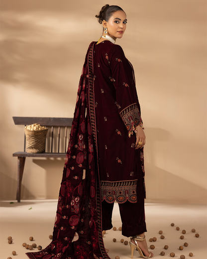 Musfirah Velvet Mehroon Unstitched VLT-UN-002
