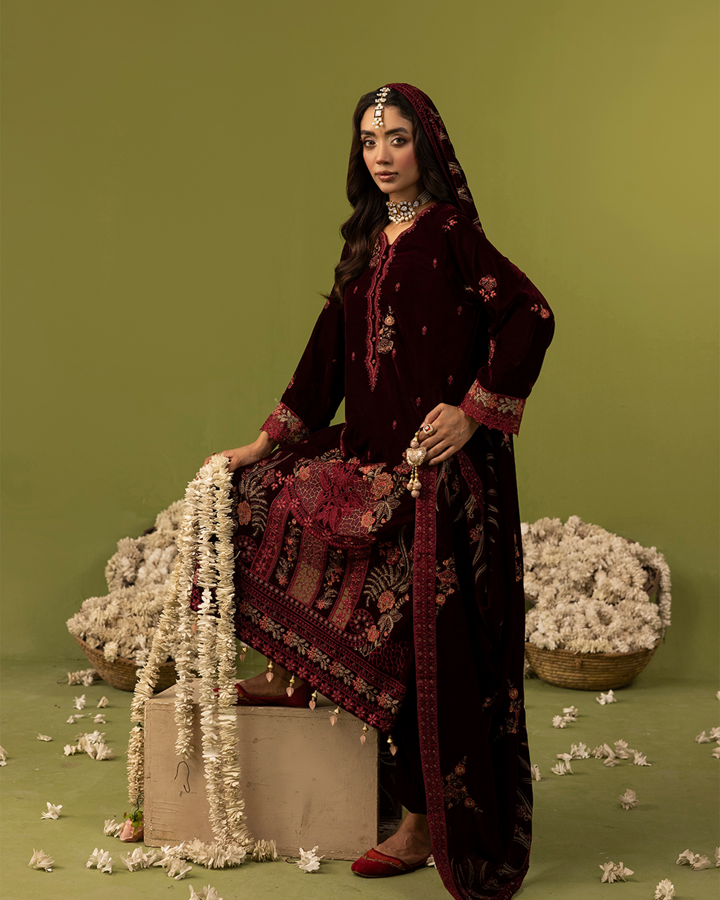 Dilkash Velvet Red Unstitched VLT-UN-003