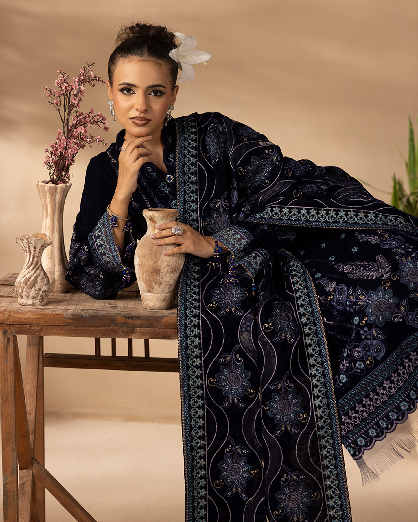 Musfirah Velvet Blue Unstitched VLT-UN-003