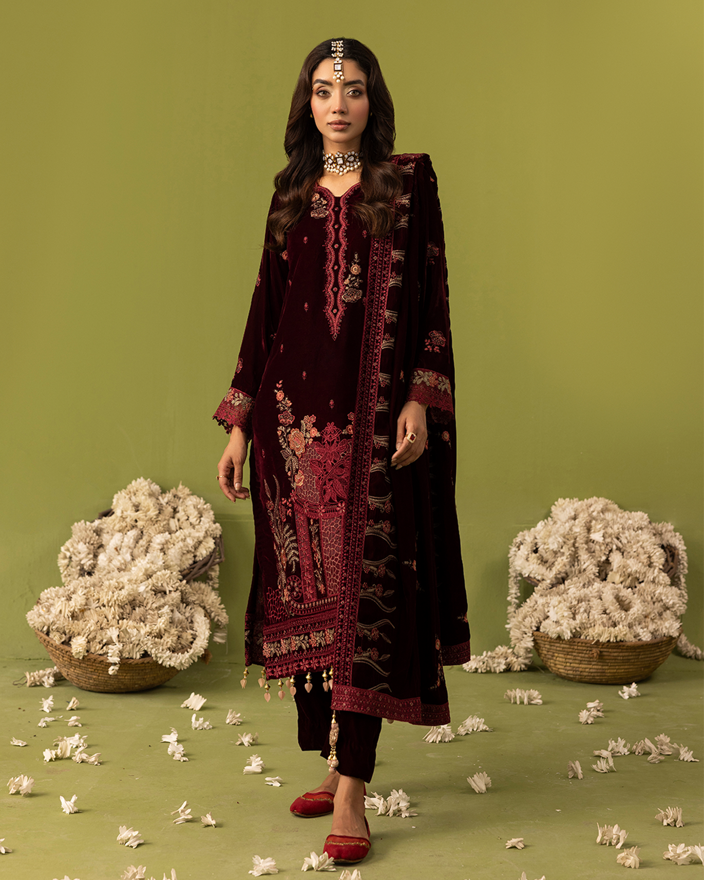 Dilkash Velvet Red Unstitched VLT-UN-003