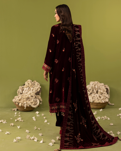 Dilkash Velvet Red Unstitched VLT-UN-003
