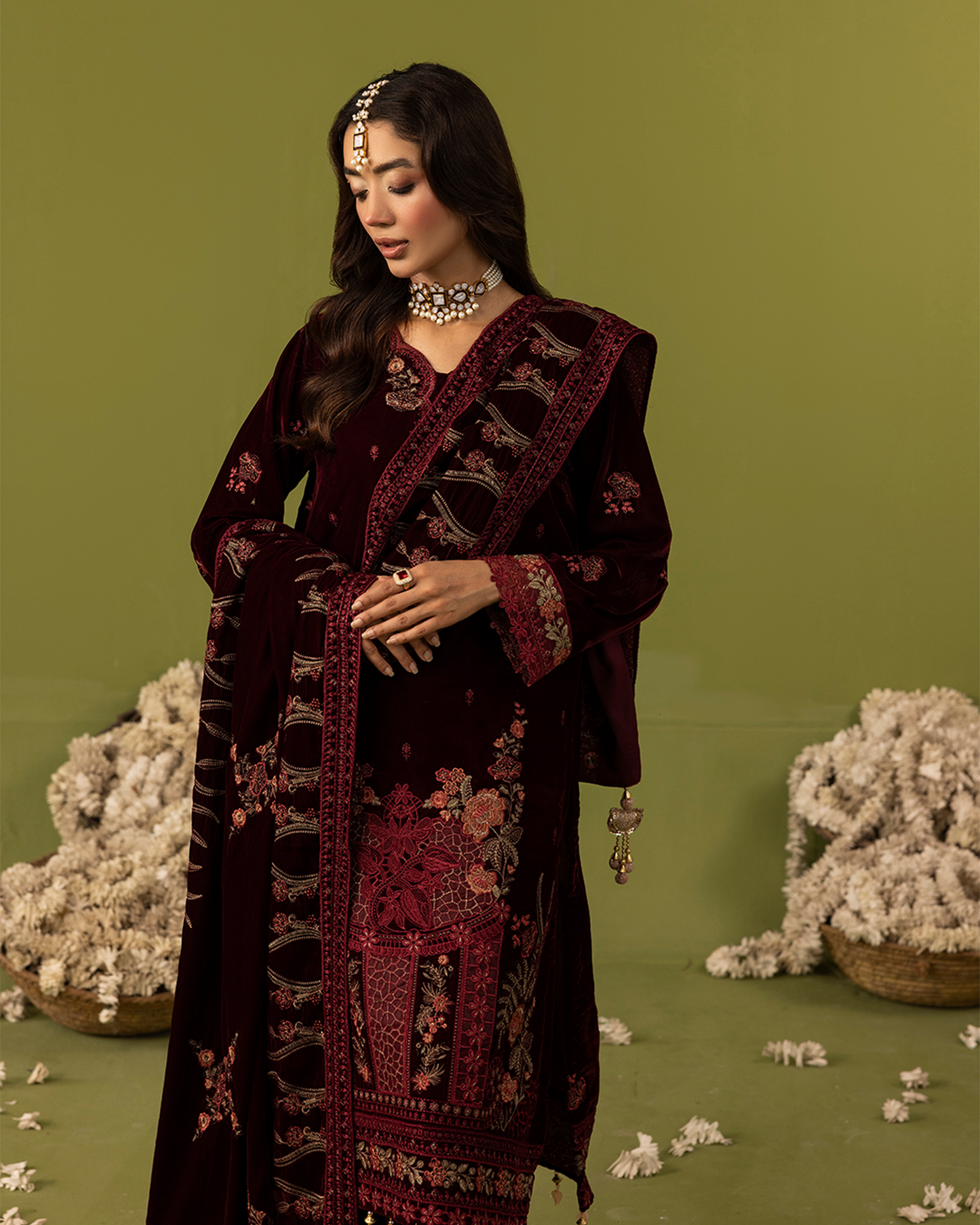 Dilkash Velvet Red Unstitched VLT-UN-003