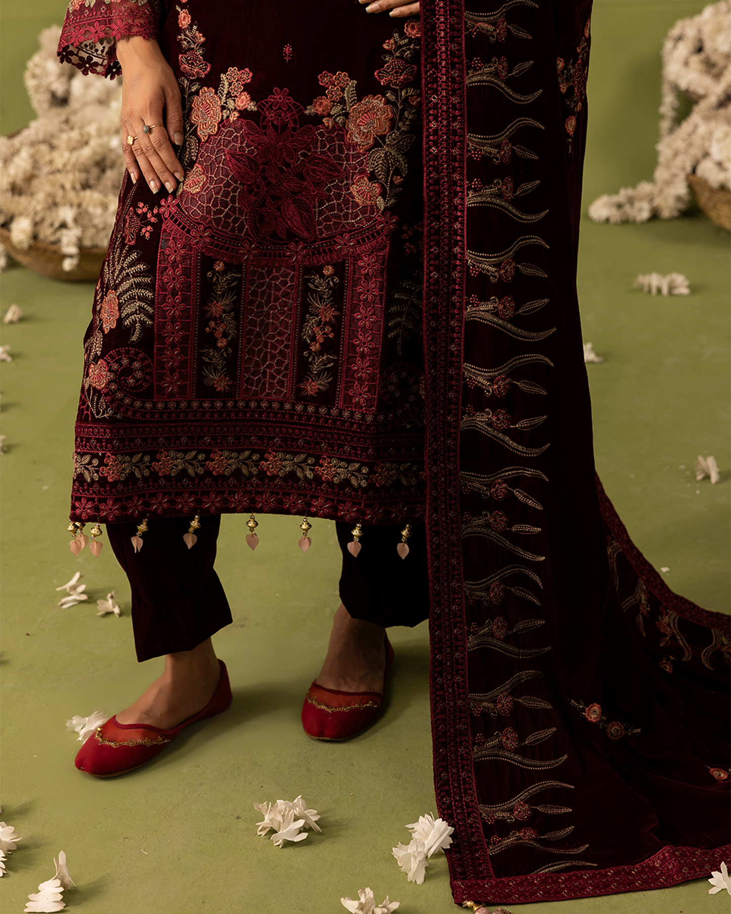 Dilkash Velvet Red Unstitched VLT-UN-003