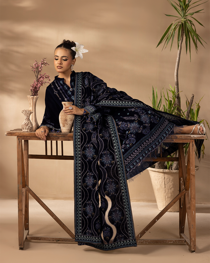 Musfirah Velvet Blue Unstitched VLT-UN-003