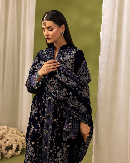 Dilkash Velvet Blue Unstitched VLT-UN-004