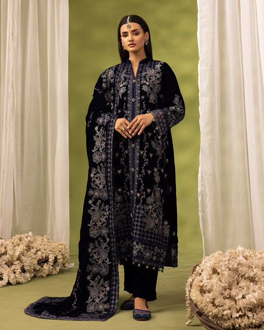 Dilkash Velvet Blue Unstitched VLT-UN-004