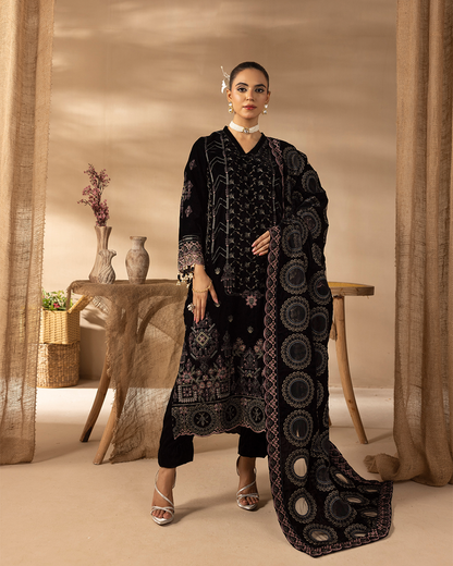 Musfirah Velvet Black Unstitched VLT-UN-004