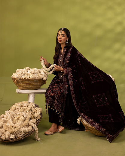Dilkash Velvet Mehroon Unstitched VLT-UN-005