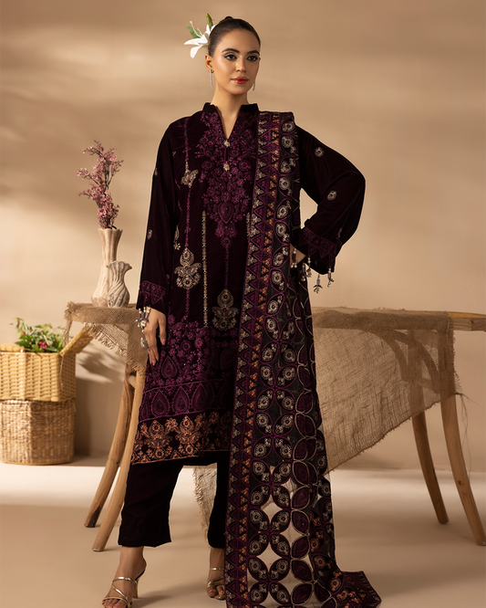 Musfirah Velvet Purple Unstitched VLT-UN-005