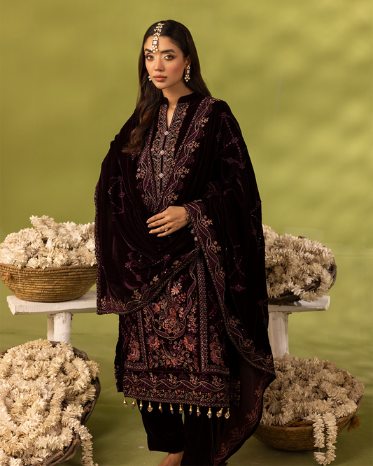Dilkash Velvet Mehroon Unstitched VLT-UN-005