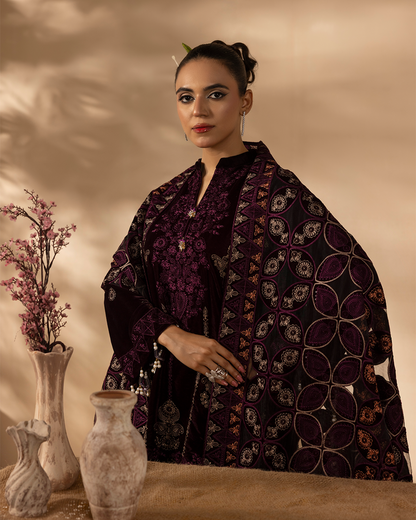 Musfirah Velvet Purple Unstitched VLT-UN-005