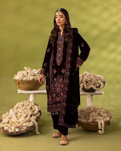 Dilkash Velvet Mehroon Unstitched VLT-UN-005