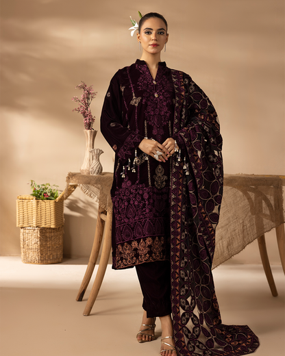 Musfirah Velvet Purple Unstitched VLT-UN-005