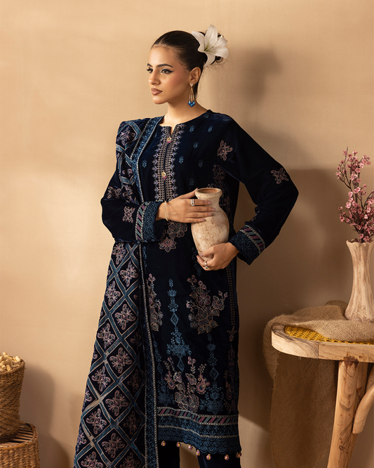 Musfirah Velvet Zinc Blue Unstitched VLT-UN-006