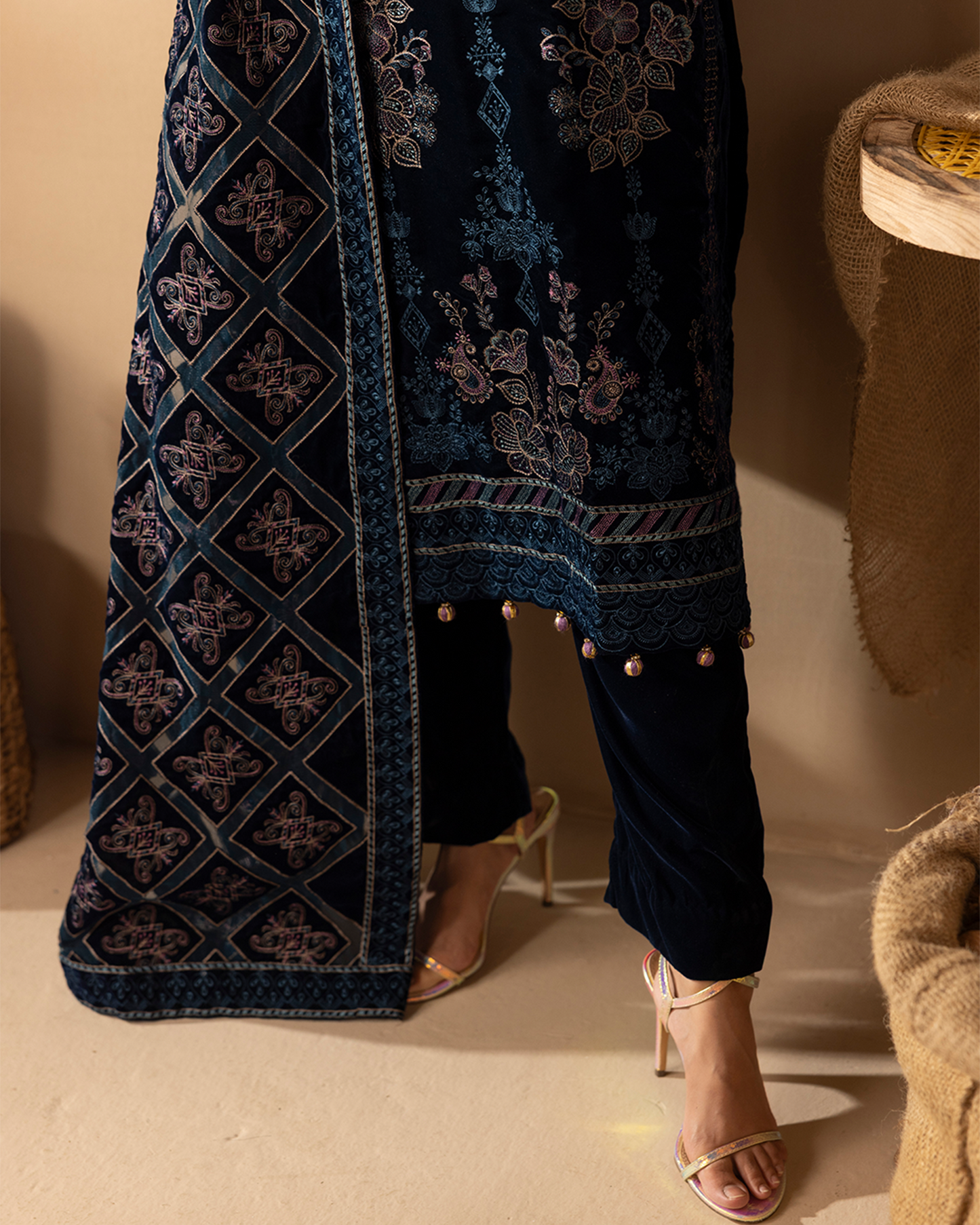 Musfirah Velvet Zinc Blue Unstitched VLT-UN-006