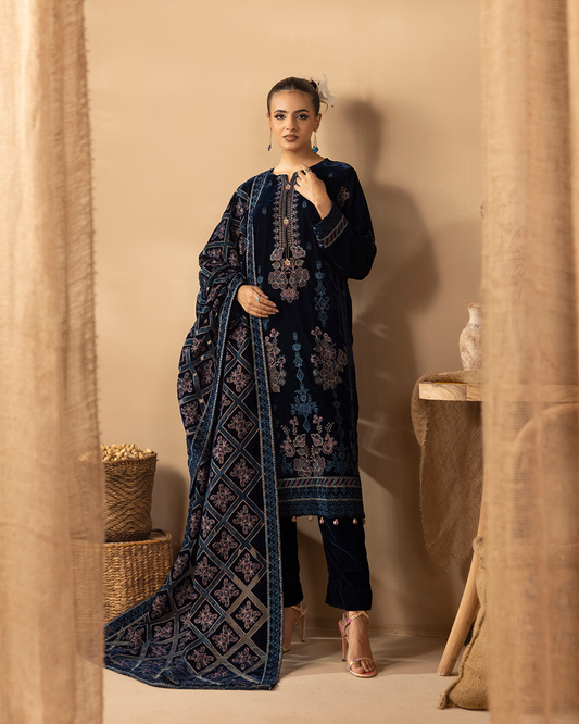 Musfirah Velvet Zinc Blue Unstitched VLT-UN-006