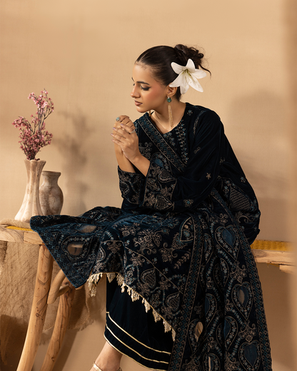 Musfirah Velvet Plum Unstitched VLT-UN-008