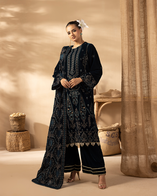 Musfirah Velvet Plum Unstitched VLT-UN-008