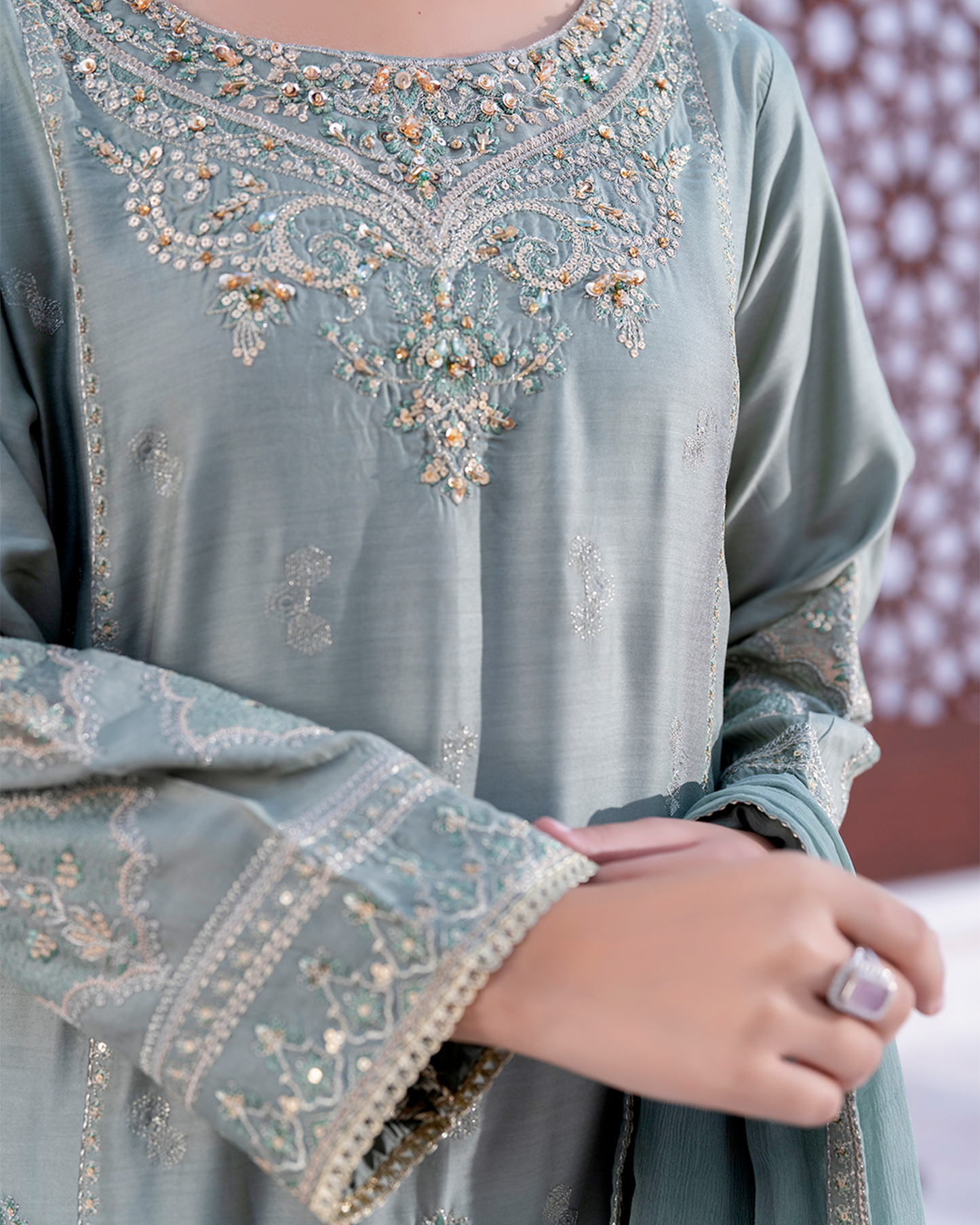 3PC Viscose Shirt with Trouser - Light Green VS 002