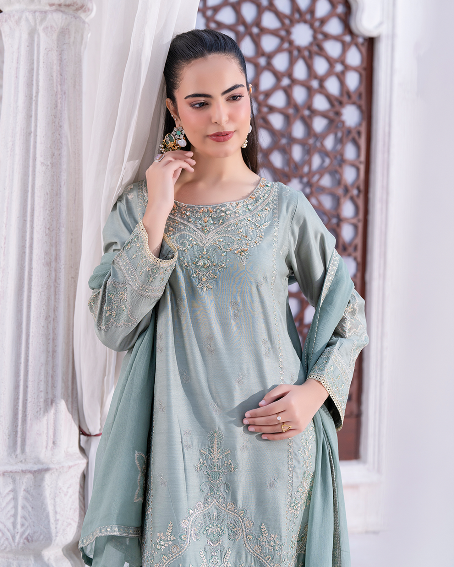 3PC Viscose Shirt with Trouser - Light Green VS 002