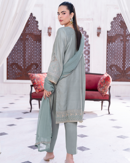3PC Viscose Shirt with Trouser - Light Green VS 002