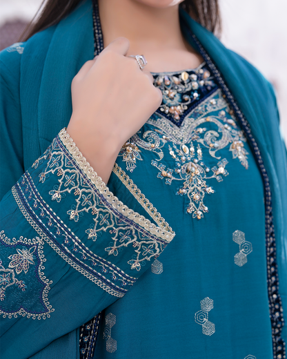 3PC Viscose Shirt with Trouser - Zinc Blue VS 002