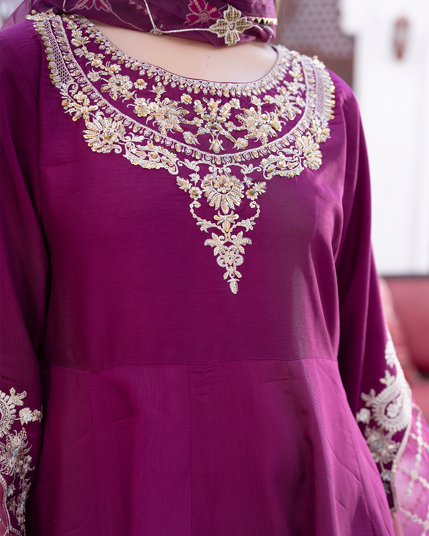 3PC Viscose Peplum with Sharara - VS 004