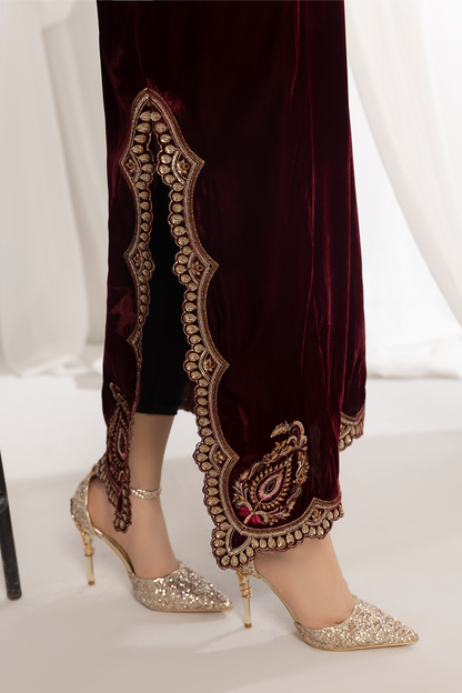 1PC Velvet Long Dress - VLT 007