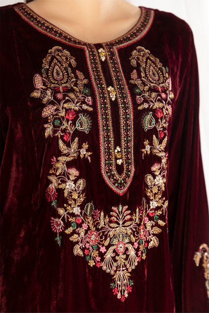 1PC Velvet Long Dress - VLT 007