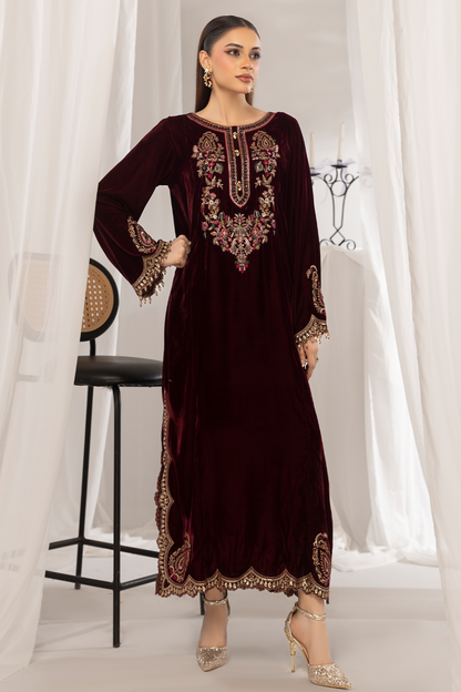1PC Velvet Long Dress - VLT 007